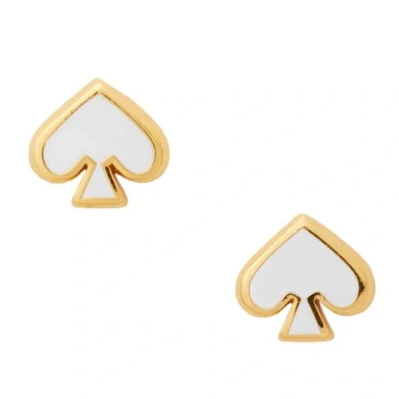 KATE SPADE • White Everyday Spade Enamel Earrings - Picture 1 of 4